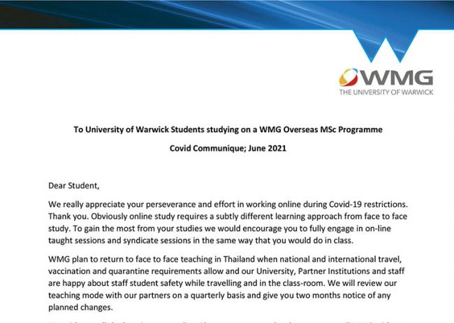 CUSE WMG Covid news current students